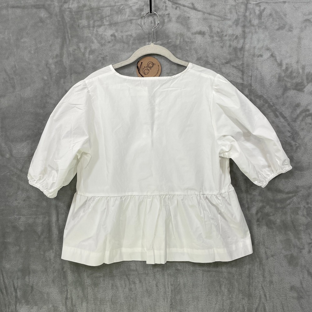 NEW Aaron & Amber Tie Front‎ Peplum Blouse Size Large Cotton Coquette Girly NWT - Picture 2 of 9